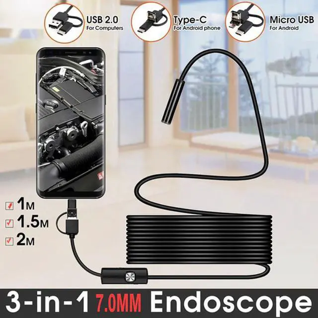 Main image of C USB Mini Endoscope Camera 7mm 2m 1m 1.5m Flexible Hard Cable Snake Borescope Inspection Camera for Android Smartphone PC