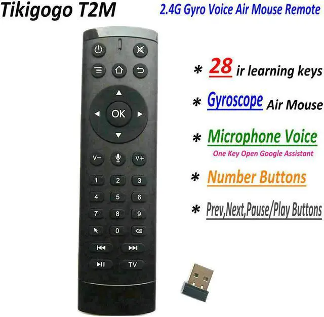 Main image of T2M 2.4G Gyro Air Mouse IR Learning Google Voice Search for Android Smart TV Box PK T1M G10s G20s G30s G21 Pro Remote Control