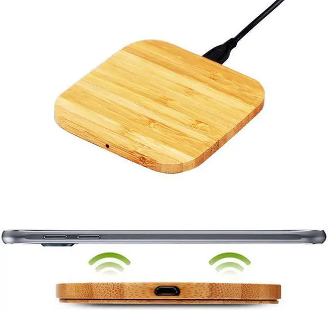 Alt view image 3 of 5 - Charger Charging Slim Wood Pad For iPhone 11 8 8Plus X Smart Phone Fast Charger for   S9 S8 S10 Plus