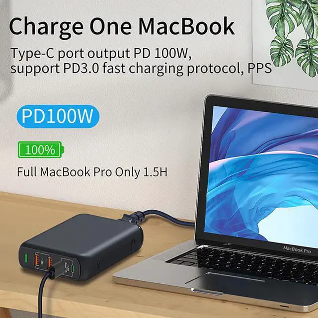 Alt view image 3 of 5 - PD150W GaN Quick Charge 4.0 HUB dual TYPE-C 100W  multi-port usb-C fast charging head suitable for  MacBook