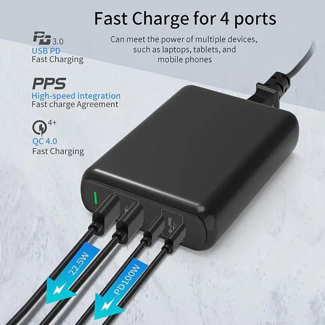 Alt view image 4 of 5 - PD150W GaN Quick Charge 4.0 HUB dual TYPE-C 100W  multi-port usb-C fast charging head suitable for  MacBook