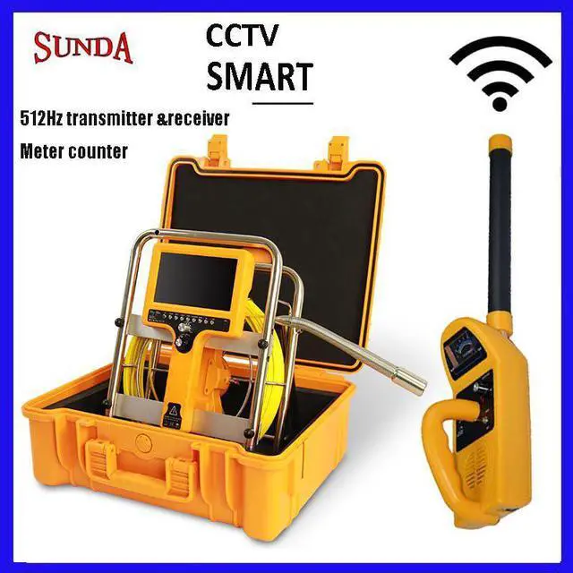 Main image of 512hz locator sonde camerapipe inspection camera drain sewer camera 7inch LCD monitor long spring 23mm camera meter counter