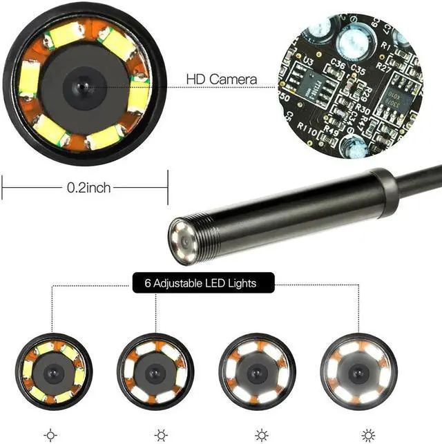 Alt view image 5 of 5 - HuaWei Android Endoscope Camera Soft Wire 5.5mm Lens USB Android Endoscope Led Light Waterproof Pipe Inspection Camera