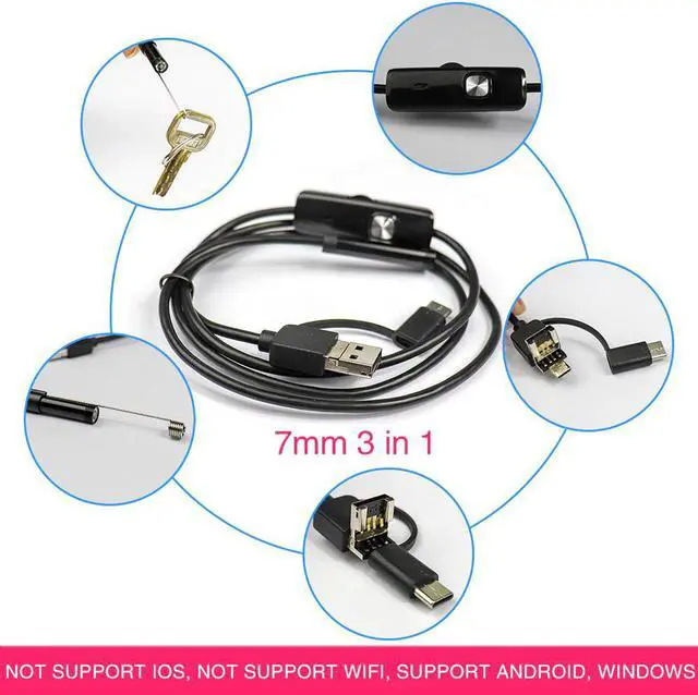 Alt view image 2 of 5 - 7mm USB Camera HD Waterproof 2/5/10M Wire Snake Tube Inspection Borescope For OTG Compatible Android Phone