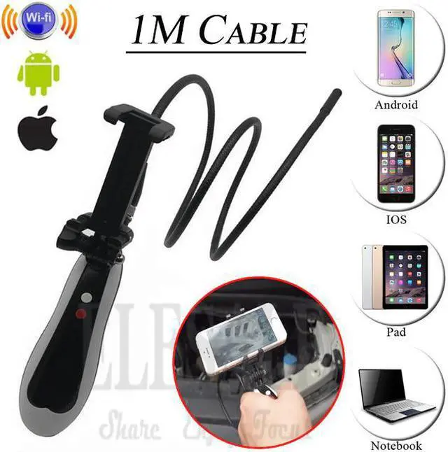 Main image of Wireless Wifi Android iPhone Endoscope Camera With Waterproof 1m Hard Cable Snake Tube Pipe Borescope Inspect Camera