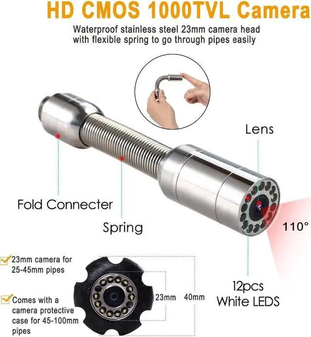 Alt view image 3 of 5 - 9" Wireless WiFi 20/50/100M Pipe Inspection Video Camera,Drain Sewer Pipeline Industrial Endoscope support Android/IOS