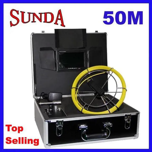 Main image of 50m CCTV pipe inspection video camera system,underwater well pipe inspection camera 7inch LCD screen 23mm camera head waterproof
