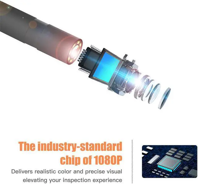 Alt view image 2 of 5 - Portable Handheld Industrial Endoscope IP67 Waterproof 8mm Lens 4.3-Inch LCD Display Screen 1920*1080p HD Camera Borescope