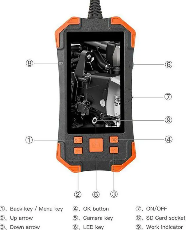 Alt view image 2 of 5 - 2.0MP Handheld Inspection Camera IP67 Waterproof Probe Semi-Rigid Snake Camera 5.5mm 1080P HD 4.3"LCD Digital Inspection Camera