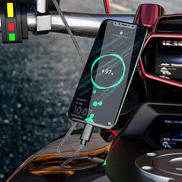 Alt view image 3 of 5 - 12V 24V Motorcycle QC3.0 PD Type C Charger SAE to USB Adapter with Voltmeter & ON/Off Switch for Smart Phone Tablet G