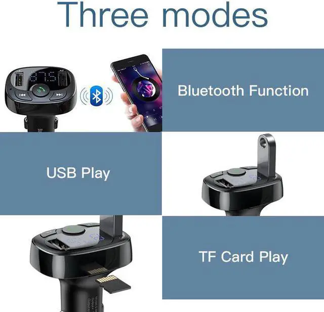 Alt view image 4 of 5 - Dual USB Car Charger with FM Transmitter Bluetooth Handsfree FM Modulator Phone Charger in car For iPhone