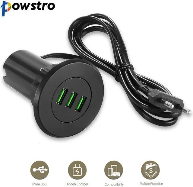 Main image of 5V/3.1A Three-USB Port Hub Grommet Desktop Hole USB Charger Portable Adapter Fast Charging For IPhoneor Other Smart Cellphones