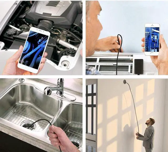 Alt view image 5 of 7 - 5M 7mm Endoscope Camera Flexible IP67 Waterproof Inspection Borescope Camera for Android PC Notebook 6LEDs Adjustable