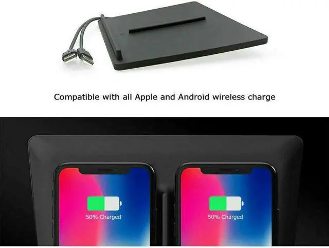 Alt view image 4 of 5 - Wireless Fast Charger Car Pad Mat Dual USB Fit For Tesla Model 3 2017-2019