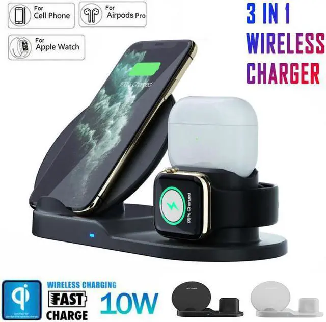 Alt view image 2 of 5 - Charge 3 In 1 Wireless Charger For Iphone 11 Pro Charger Dock For  Watch 5 4  Pro Wireless Charge Stand 10W