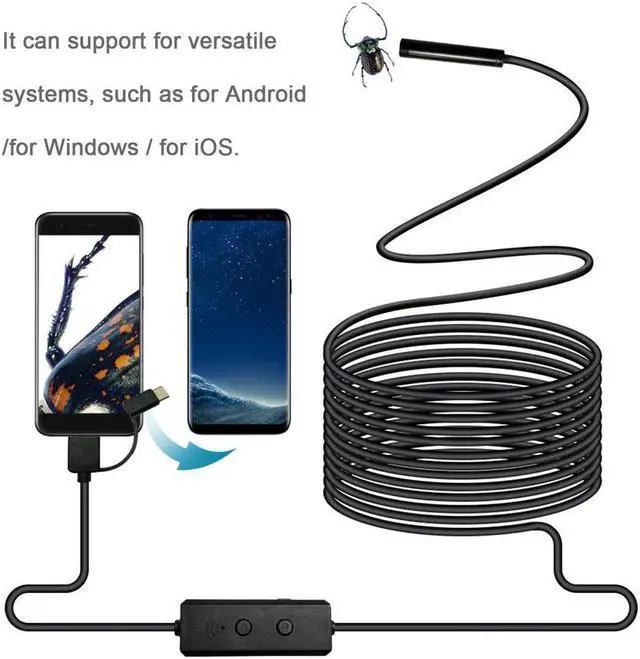 Alt view image 5 of 5 - 3in1 WIFI Endoscope Camera Mini Waterproof Hard Cable Inspection Camera 8mm USB Endoscope Borescope IOS Endoscope For Iphone