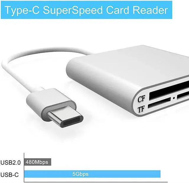 Alt view image 4 of 5 - 3-in-1 Type C USB 3.0 Memory Card Reader Writer Compact Flash Card Adapter For CF/SD/TF Micro SD/ Micro SDHC/MD/MMC/SDHC/SDXC