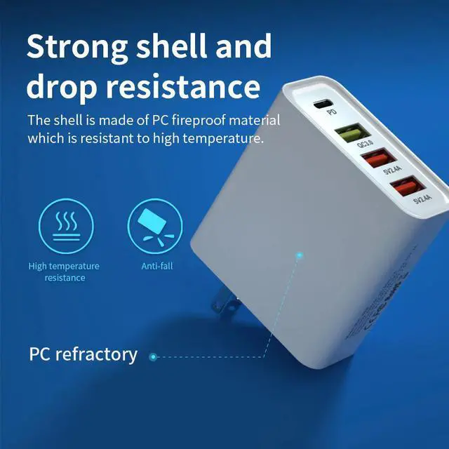 Alt view image 3 of 5 - 20V/3A 65W PD charger for macbook apple xiaomi huawei FCP QC 4.0 3.0 4 ports fast charging USB charger adapter 9V/2A US/EU