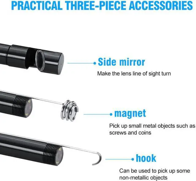 Alt view image 4 of 5 - 7mm Android Endoscope Camera IP67 Waterproof Micro USB Inspection Borescope Camera for Type C OTG PC Mac With 6 LED