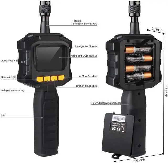 Alt view image 3 of 5 - Digital Endoscope Waterproof Borescope Inspection Camera LED Light Portable Videoscope Car Engines Ventilation System