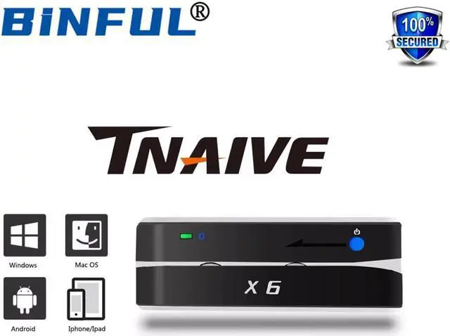 Alt view image 3 of 5 - 1Set NFUL Bluetooth USB 3 Tracks msr X6(BT) VIP Card Reader Writer Encoder Mini Portable