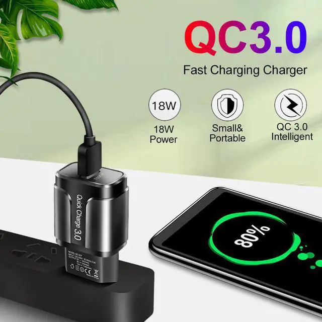 Alt view image 2 of 5 - 18W Quick Charge 3.0 USB Charger QC 3.0 4.0 USB Plug Phone/Fast Charger Adapter For  A50 iPhone Xr 11 8 7