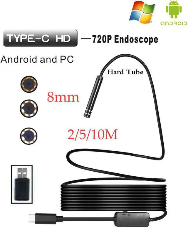Main image of 8mm Lens Android HD Endoscop Camera Type C USB Endoscopio Inspection Hard Tube Camera PC Android for Huawei Phones Borescope