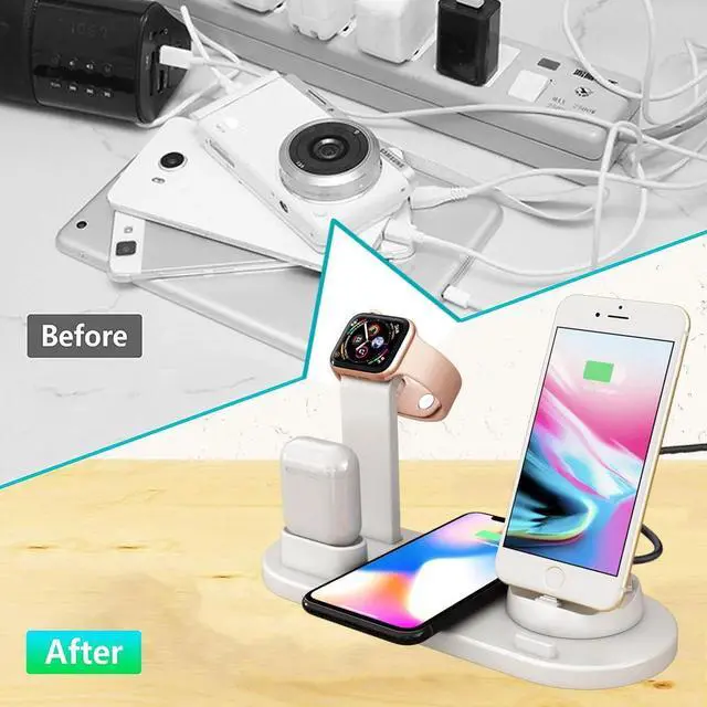 Alt view image 5 of 5 - Charging Dock Stand For iPhone 11 pro X XS MAX XR 7 8 Plus  Pro For  Watch 5 4 3 Fast Wireless Charger Station