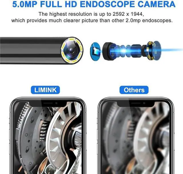 Alt view image 3 of 5 - 1944P HD WiFi Borescope Snake Camera 5MP Endoscope Camera Wireless IP67 Waterproof Inspection Camera for iOS & Android