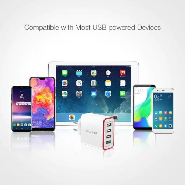 Alt view image 4 of 5 - 4 Ports QC3.0 Quick Charge EU Plug LED Light 30W 2.4A USB Travel Wall Charger Power3S For iPhone Android For N-Swich