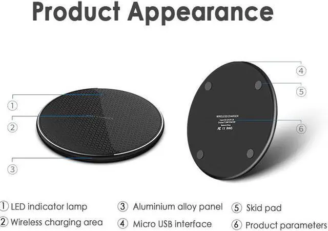 Alt view image 4 of 5 - Qi 10W Wireless Fast Charger Pad Induction Wirless Charger For IPhone 11 Pro X  Mi    Max XR X 8 Plus