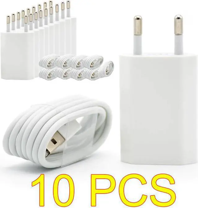 Main image of 10PCS/Lot EU Plug White Color Wall USB Charger For iPhone 8 Pin Charging Cable + Charger Adapter For Apple iPhone 6 7 Plus 5S 5