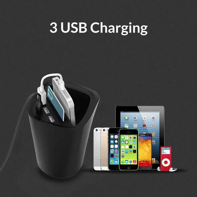 Alt view image 4 of 5 - Car Charger 3 USB DC/5V 7.2A Cup Power Socket Adapter Cigarette Lighter Splitter with Card Holder Slot