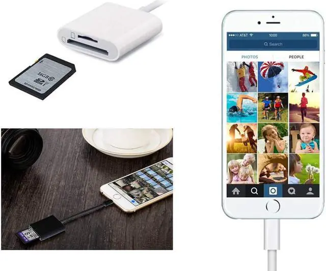 Alt view image 2 of 3 - 2 in 1 SD Card Reader SDHC TF & SD Card Dual Slot Camera Reader Adapter, Trail Game Camera for iphone pro 11 7 8 Xs  ipad