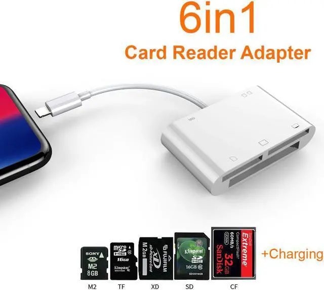 Alt view image 5 of 5 - In 1 SD TF SDHC CF XD M2 Memory Card Reader for IPhone X XS MAX XR CF Card Writer for IPhone 11 PRO 12 6 7 8 Plus for IPAD