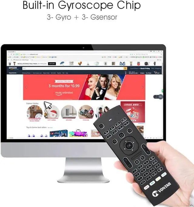 Alt view image 2 of 5 - Backlit Air Mouse Smart Voice Remote Control  Pro 2.4G wireless keyboard Gyro IR for Android TV Box T9 X96 mini H96 max