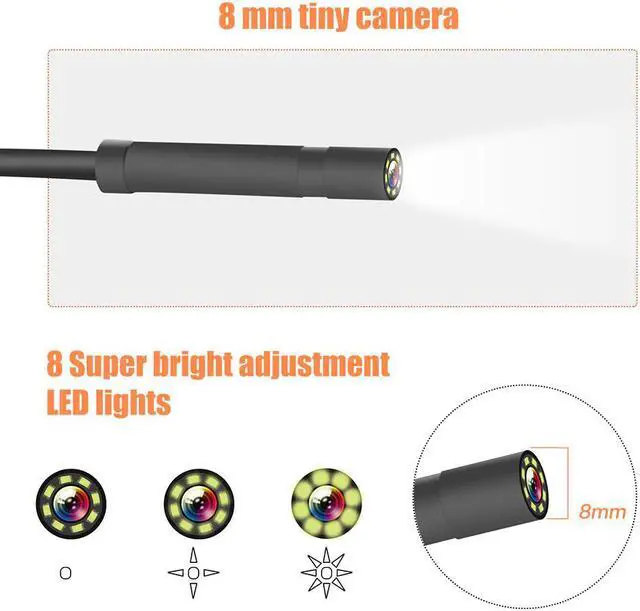 Alt view image 5 of 5 - 4.3 inch Handheld Screen Endoscope Camera Borescope Inspection Camera IP67 Waterproof 8 Adjustable LED Lights Endoscope