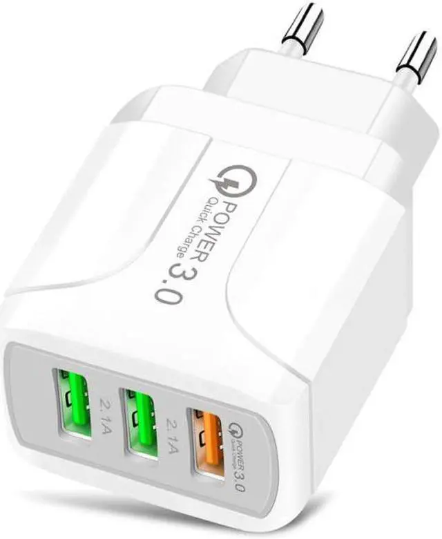 Alt view image 4 of 5 - USB Quick Charger EU US UK Plug Wall Adapter 3 Ports Power Converters For   Accessories For Mobile Phone Cable