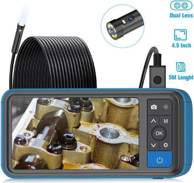 Main image of 8mm Dual Lens Inspection Camera 1080P Industrial Endoscope 5m Waterproof Borescope 4.5 Screen Snake Camera with 32GB TF Card