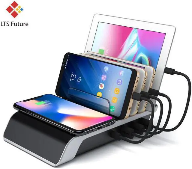 Main image of Wireless Charger For Iphone Samsung Qc 3.0 Quick Charge Multi Usb Ports Charging Dock Station Desk Phone Organizer Multiple