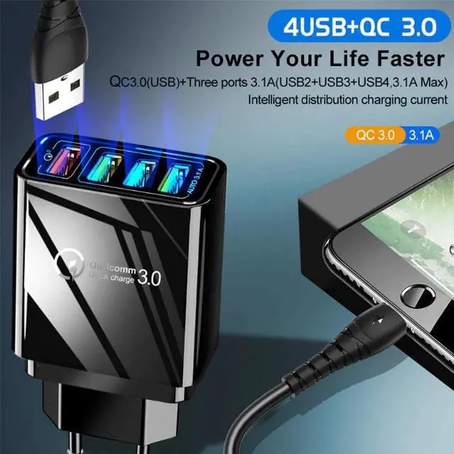 Alt view image 5 of 5 - 30W 48W Digital Display QC3.0 USB Quick Charger For iPhone Adapter 3A Fast Charging Wall Phone Chargers For