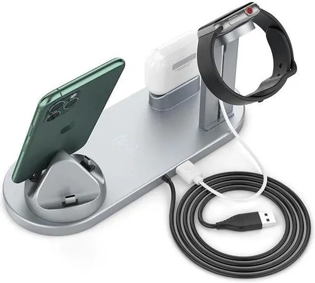 Alt view image 5 of 5 - 10W Qi Wireless Charger Dock Station 4 in 1 wireless charging wireless chargers phone carregadores sem fio cargador inalambrico