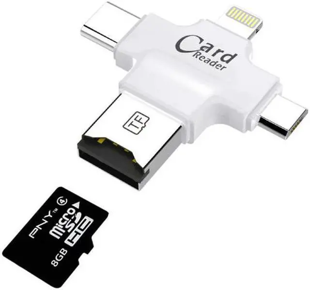 Alt view image 3 of 5 - 4 in 1 Card Reader usb-C Micro USB MicroSD tipo C Cardreader for Android ipad/iphone 7plus 6s5s MacBook OTG TF SD reader