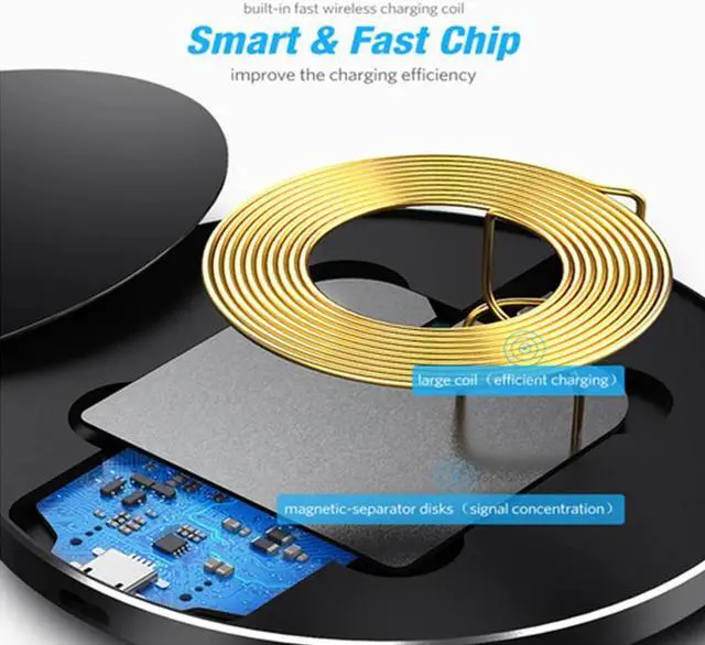 Alt view image 4 of 5 - Wireless Charger 10W/7.5W/5W QC3.0 Fast Phone Charger for iPhone 11 X XR XS Max  S10 9  Wireless USB Charger Pad