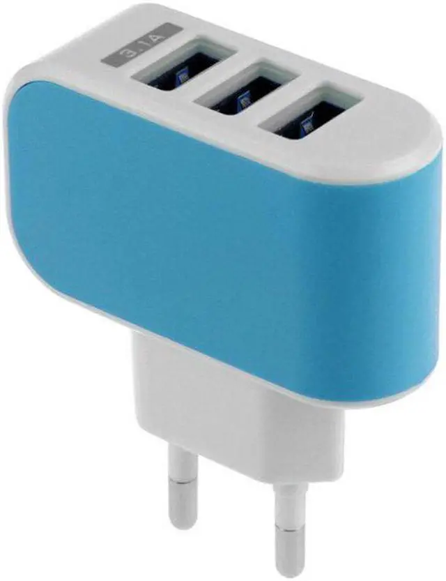 Alt view image 3 of 5 - Plug Portable Candy Color 3 USB Ports Charger 5V/1A Travel Adapter PP Flame Retardant Shell for mobile phone ipad