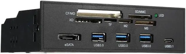 Alt view image 2 of 5 - Sunshine-tipway 5.25" Internal Card Reader Media Multi-Function Dashboard PC Front Panel Type-C USB 3.1 USB 3.0 Support CF
