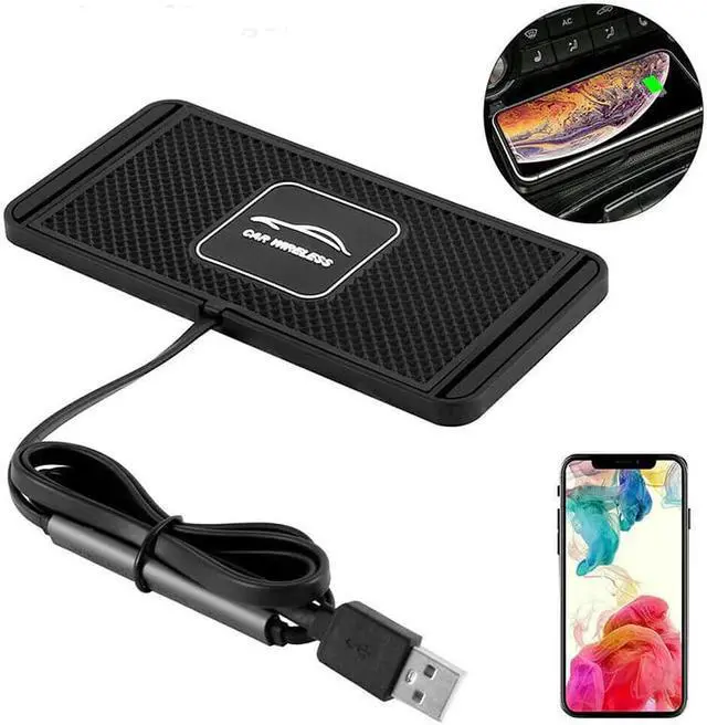Alt view image 4 of 5 - Car Wireless Charger Pad Fast Charging Dock Station Non-slip Mat Car Dashboard Holder for iPhone 11 Pro Max Samsung S10 Plus