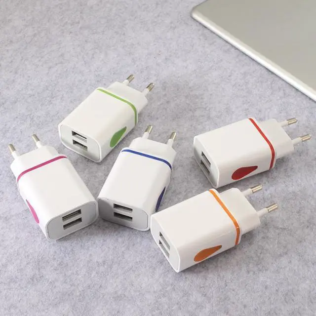 Alt view image 2 of 5 - 5 Colors Dual USB Charger 2.1A Fast Charging Universal Travel EU/US Plug Adapter Wall Mobile Phone Charger For IPhone For