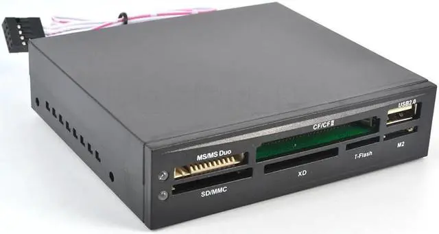 Alt view image 3 of 5 - All in One Internal Card Reader USB 3.5" Floopy Bay Front Panel Card Reader Support SM SD MMC CF XD TF Flash Memory