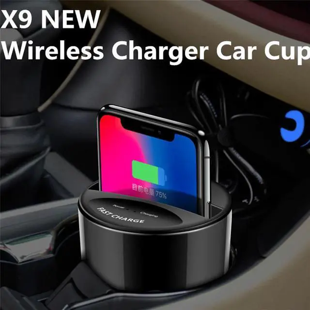Alt view image 3 of 5 - CN9 X9 Fast Wireless Charger Car Cup Vehicle-mounted stand for iphone 8 8 Plus XS MAX XR for  note10/9/8 S9/S10 etc.